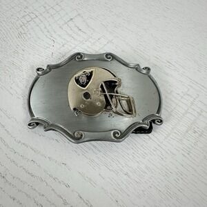 Vintage 1978 Oakland Raiders NFL Belt Buckle 3D Silver Raintree Trophy Helmet